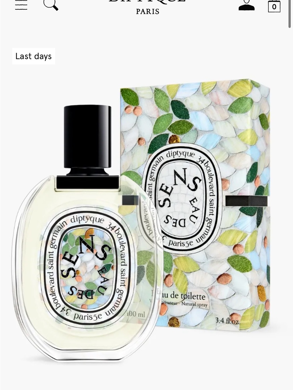 Brand new Diptyque Eau Des Sens 10ml